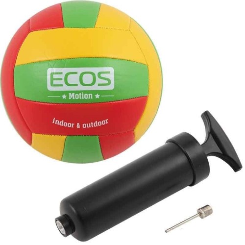 Мяч волейбольный ECOS MOTION и насос VB105P (№5, 3-цвет., машин.сшивка, ПВХ) 998193-SK