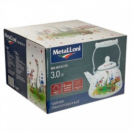 METALLONI Чайник 3 л эмалированный с керамической ручкой EM-301X1/73 Гуси