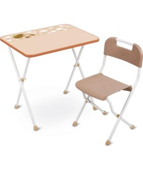 НИКА Комплект детской складной мебели БЕЖЕВЫЙ АЛИНА 2 стол+стул ЛДСП КА2/Б