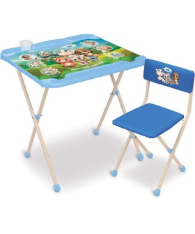 НИКА Комплект детской складной мебели КНД2/1 Никки КТО ЧЕЙ МАЛЫШ? (стол+стул мягкий)