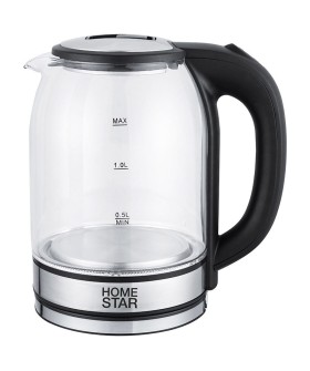 Homestar Чайник HS-1042 (1,8 л) стекло, пластик черный. 105222-SK