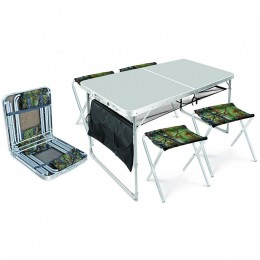 НИКА Набор: стол складной + 4 стула дачных складных (ССТ-К3/1 металлик-хант)