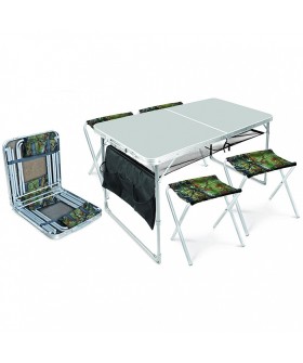 НИКА Набор: стол складной + 4 стула дачных складных (ССТ-К3/1 металлик-хант)