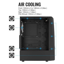 Aerocool Корпус Wave-G-BK-v2 черный без БП mATX 3x120mm 1xUSB2.0 2xUSB3.0 audio