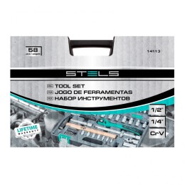 Stels Набор инструментов, 1/2, Cr-V, S2, усиленный кейс, 58 предметов 14113