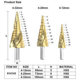 HARDEN Набор ступенчатых сверел по металлу HSS 3шт. 614143