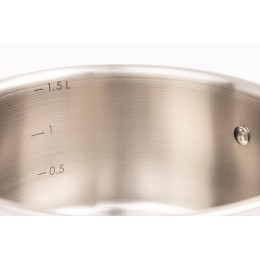 Кукмара Ковш из нержавеющей стали 1,5л со стеклянной крышкой, линия Leon LN-LDL1516G
