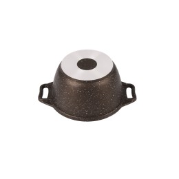 KUKMARA Кастрюля 1л с антипригарным покрытием (кофейный мрамор) со стеклянной крышкой кмк12а