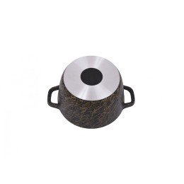 KUKMARA Кастрюля 4,5л со стеклянной крышкой, АП линия Грация (черный/золото) кчз45а