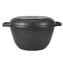 KUKMARA Казан с крышкой-сковородой 4л с антипригарным покрытием (темный мрамор) кмт44а