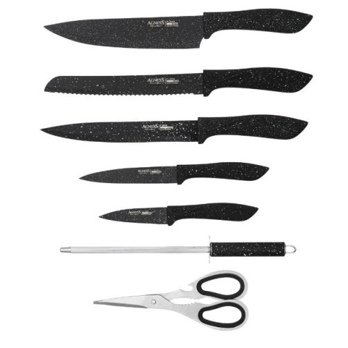 Набор Ножей Agness С Ножницами И Мусатом На Пластиковой Подставке, 8 Предметов. 911-622