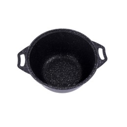 KUKMARA Кастрюля 3л с антипригарным покрытием (темный мрамор) со стеклянной крышкой 32а-кмт