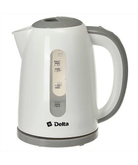 DELTA Чайник электрический 2200 Вт, 1,7 л DL-1106 белый с серым