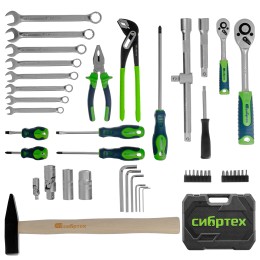 Сибртех Набор инструментов, 1/2, 1/4, пластиковый кейс 76 предметов 13394