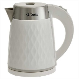 DELTA Чайник электрический 1500 Вт, 1,7 л DL-1111, двойной корпус, белый