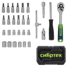 Сибртех Набор инструментов, 1/4, пластиковый кейс, 29 предметов 13392