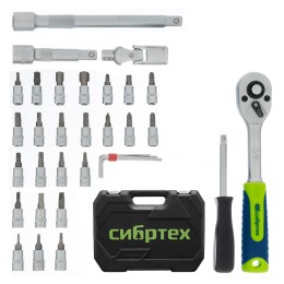 Сибртех Набор инструментов, 1/4, пластиковый кейс 56 предметов 13399