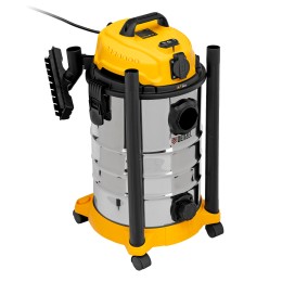 Denzel Пылесос строительный LVC30, 1400 Вт, бак 30 л, шланг 3 м, розетка с автосинхр. 28293