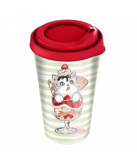 DELTA Стакан 550 мл с крышкой с декором (красный) 221172506/03