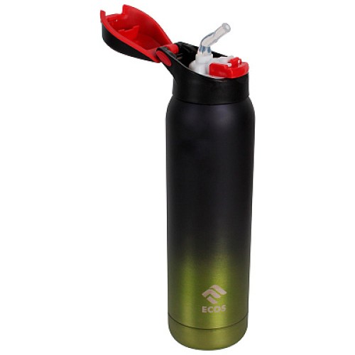 Термобутылка спортивная с трубочкой, объём: 500 мл, цвет: зелёный градиент. 323495-SK