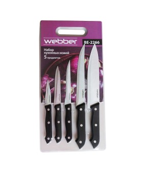 WEBBER Набор ножей 5 предметов в блистере ВЕ-2266 черная ручка