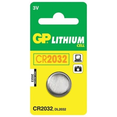 Батарейки литиевые GP Lithium, тип CR2032, 3V, 1шт. (Таблетка)