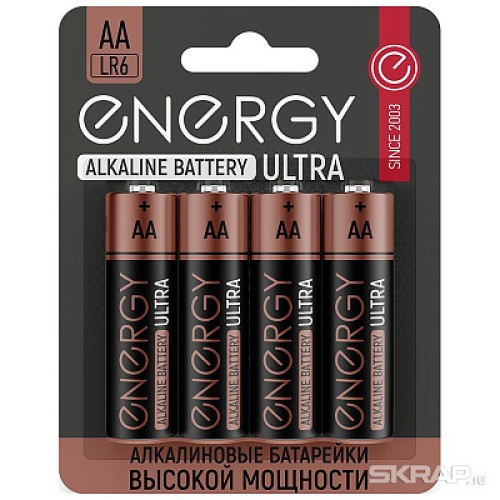 Батарейка алкалиновая Energy Ultra LR6/4B (АА) пальчиковая