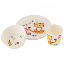 DELTA Набор детской посуды Lalababy Play with Me Tiger (тарелка, миска, стакан) LA2055