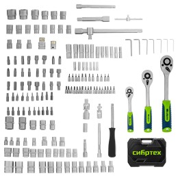 Сибртех Набор инструментов, 1/2, 3/8, 1/4, пластиковый кейс 171 предм. 14171