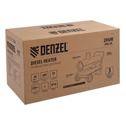 Denzel Дизельная тепловая пушка NHG-20i, 20 кВт, 600 м3/ч, непрямой нагрев, цифровой термостат 96491