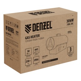 Denzel Газовая тепловая пушка GHG-30i, 30 кВт, цифровой термостат, пропан-бутан 96471