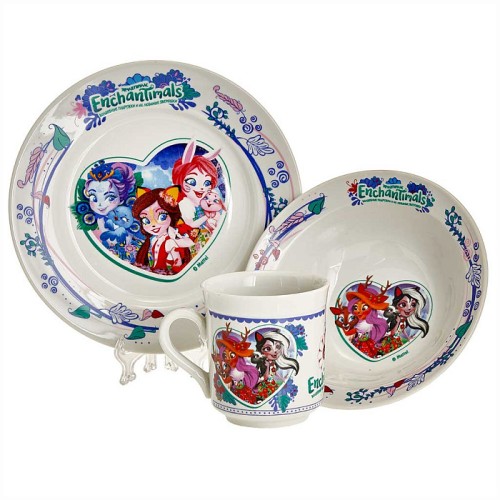 Набор посуды 3 предмета детский КРС-2390 Энчантималс общий (фарфор Дулево)