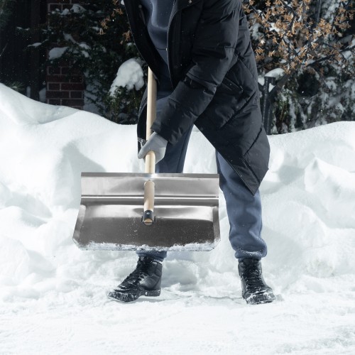 Лопата для уборки снега тротуарная, алюминиевая, 500 х 400 мм, без черенка, Россия Сибртех 61657