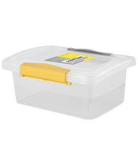 DELTA Ящик для хранения Laconic mini пластиковый прозрачный с защелками 0,85 л BQ2491ЖТСЕР желтый/серый