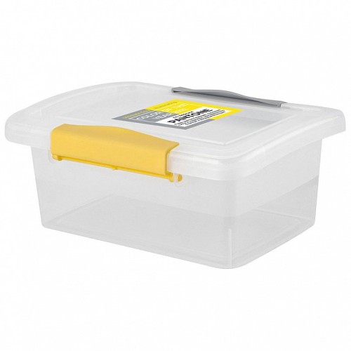 Ящик для хранения Laconic mini пластиковый прозрачный с защелками 0,85 л BQ2491ЖТСЕР желтый/серый