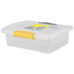 DELTA Ящик для хранения Laconic mini пластиковый прозрачный с защелками 1,25 л BQ2493ЖТСЕР желтый/серый