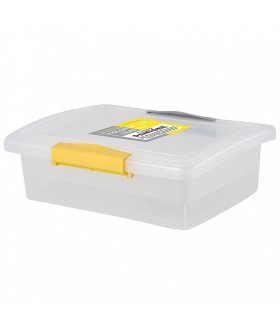 DELTA Ящик для хранения Laconic mini пластиковый прозрачный с защелками 1,25 л BQ2493ЖТСЕР желтый/серый