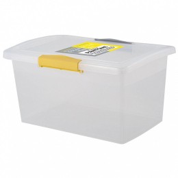 DELTA Ящик для хранения Laconic mini пластиковый прозрачный с защелками 3,7 л BQ2496ЖТСЕР желтый/серый