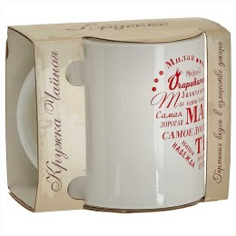 DELTA Кружка 300 мл 1208/DPP "Мама сердце" белый/красный