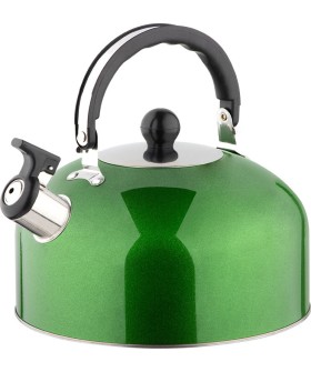 MALLONY Чайник, Casual, объем 2,7 л, со свистком, из нержавеющей стали, окрашенный, цвет: зеленый. 985625-SK