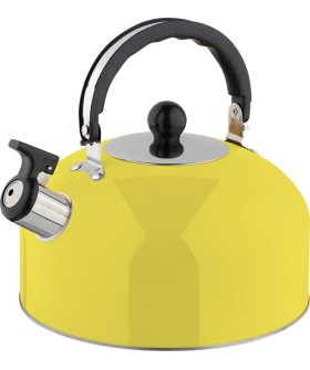 MALLONY Чайник, Casual, объем 2,7 л, со свистком, из нержавеющей стали, окрашенный, цвет: желтый. 985626-SK