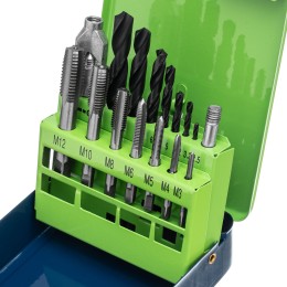 Сибртех Набор сверл 2.5-10.2, метчиков М3-М12, 15 предметов 77305