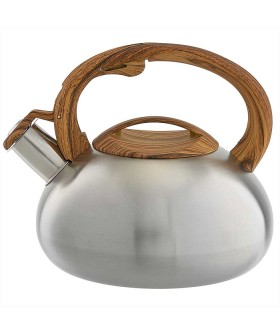 WEBBER Чайник со свистком 2,5 л из нержавеющей стали, индукционное дно, сатин BE-0600 дерево