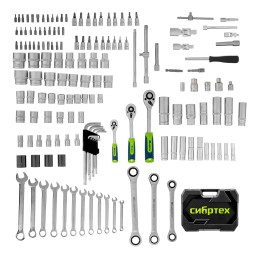 Сибртех Набор инструментов, 1/2", 3/8", 1/4", пластиковый кейс 160 предм. 14172