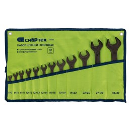 Сибртех Набор ключей рожковых, 6 - 32 мм, 12 шт., CrV, фосфатированные, ГОСТ 2839 15234