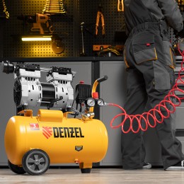 Denzel Компрессор DLS950/24 безмаслянный малошумный 950 Вт, 165 л/мин, ресивер 24 л 58026