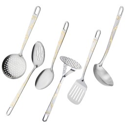 Kamille Набор кухонных принадлежностей 7 предметов KM-5231 из нержавеющей стали с позолотой