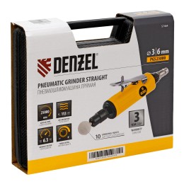 Denzel Пневмошлифмашина прямая PGS25000, 25000 об/мин, 10 шлиф. камней, цанга - 3, 6 мм, 113 л/мин 57464