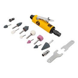 Denzel Пневмошлифмашина прямая PGS25000, 25000 об/мин, 10 шлиф. камней, цанга - 3, 6 мм, 113 л/мин 57464