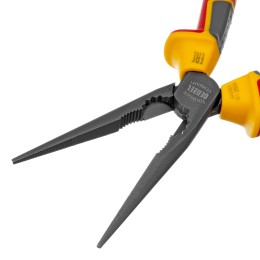 Denzel Длинногубцы прямые, диэлектрические рукоятки до 1000 В, трехкомпонентные рукоятки, 205мм 17305